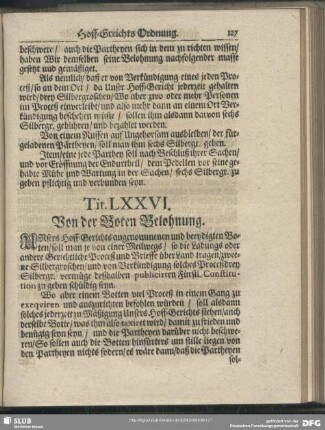 Tit. LXXVI. Von der Boten Belohnung