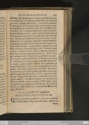 Epist. LXXXVIII. Bruxellam. Philippo Chiffletio, Suo.