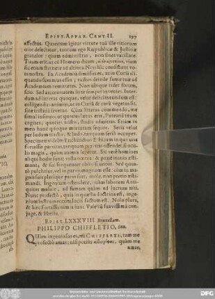 Epist. LXXXVIII. Bruxellam. Philippo Chiffletio, Suo.