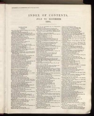 Index of Contents. July to December 1894.