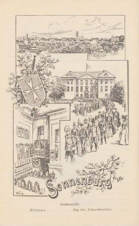 Sonnenburg. Stadtansicht. Rittersaal. Zug der Johanniterritter