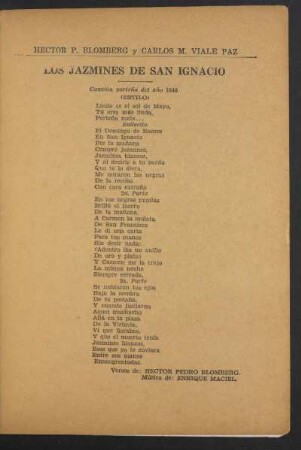 Los jazmines de San Ignacio : Canción porteña del año 1840. (Estilo)