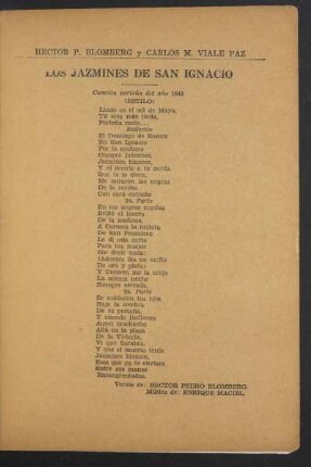 Los jazmines de San Ignacio : Canción porteña del año 1840. (Estilo)