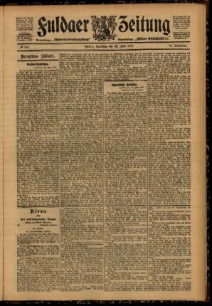 Zweite Ausgabe vom Samstag, den 22. Juni 1907.