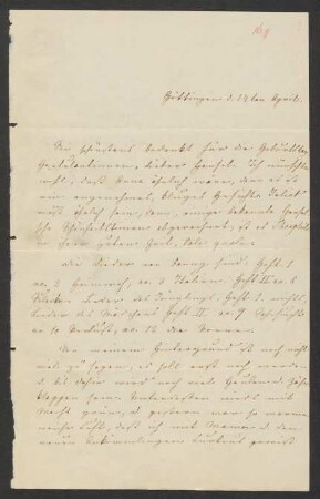 Brief an Wilhelm Hensel : o.D. ["d. 14ten April"]