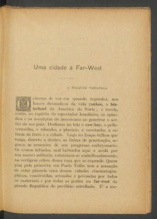 Uma cidade á Far-West : A Joaquím Tanajura