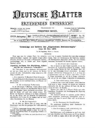 Vorschläge zur Reform der "Allgemeinen Bestimmungen" vom 15. Okt. 1872 : (Fortsetzung)