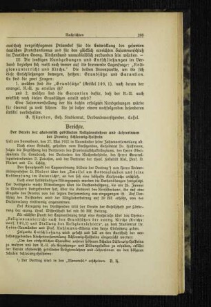 Berichte : der Verein der akademisch gebildeten Religionslehrer und -lehrerinnen der Provinz Schleswig-Holstein