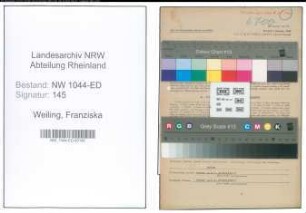 Entnazifizierung Franziska Weiling , geb. 18.03.1889 (Lehrerin)