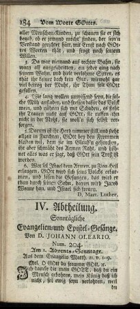 IV. Abtheilung. Sonntägliche Evangelien- und Epistel-Gesänge.