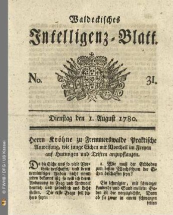 No. 31, Dienstag den 1. August 1780