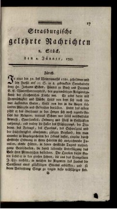 2. Stück, den 4. Jänner, 1783.