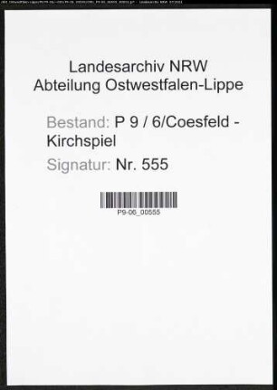 Heiratsregister Standesamt Coesfeld-Kirchspiel oder Amt