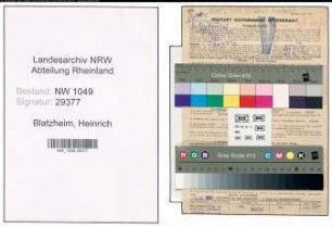 Entnazifizierung Heinrich Blatzheim , geb. 08.07.1892 (Schreinermeister)