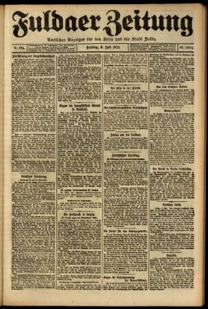 Erste Ausgabe vom Freitag, den 08. Juli 1921.