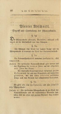 Vierter Abschnitt. Begriff und Eintheilung der Pflanzenkunde.