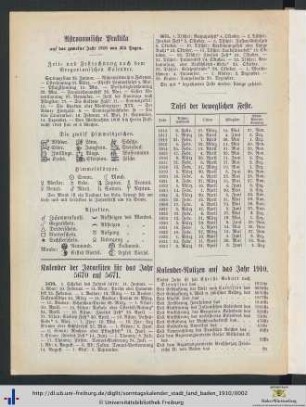 Tafel der beweglichen Feste.