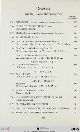 Diverses, Küche, Domestikenzimmer (Nr. 365-401)