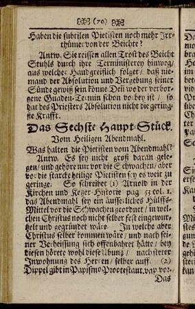 Das Sechste Haupt-Stück. Vom heiligen Abendmahl