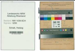 Entnazifizierung Hedwig Van Schaik , geb. 03.04.1909 ()