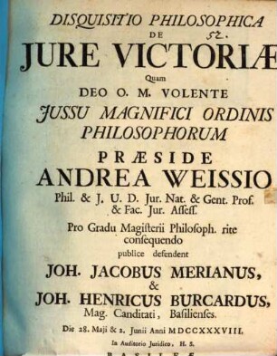 Disquisitio philos. de iure victoriae