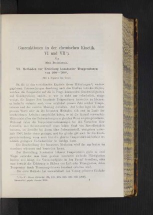 Gasreaktionen in der chemischen Kinetik VI und VII