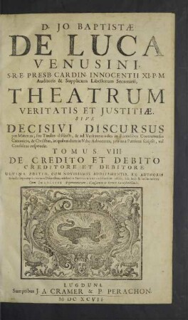 8: De credito et debito, creditore et debitore