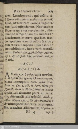 XCII. Avaritia