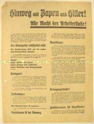 Programmatischer Wahlaufruf der Sozialistischen Arbeiterpartei zur Reichstagswahl 1932