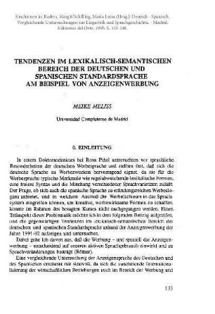 Tendenzen im lexikalisch-semantischen Bereich der deutschen und spanischen Standardsprache am Beispiel von Anzeigenwerbung
