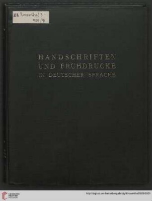 Handschriften und Frühdrucke in deutscher Sprache