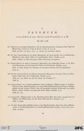 Fayencen (Nr. 285-330)