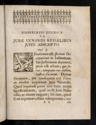 3-20, Dissertatio Juridica de Jure Venandi Regalibus juste Adscripto