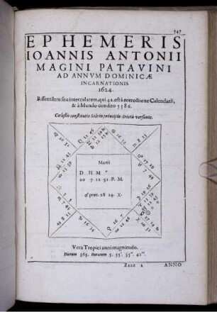 Ephemeris Joannis Antonii Magini Patavini Ad Annum Dominicae Incarnationis 1624
