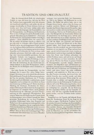 Tradition und Originalität