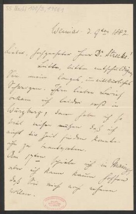 Brief an Ludwig Strecker <senior> und B. Schott's Söhne : 09.11.1882