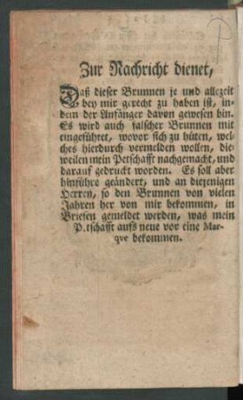 Zur Nachricht dienet ...