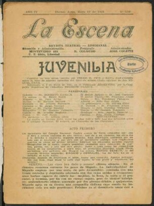 Juvenilia : comedia en tres actos
