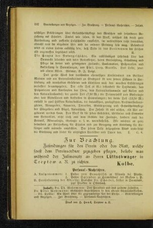 Zur Beachtung