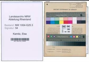 Entnazifizierung Else Kamitz , geb. 05.08.1904 (Handelsvertreterin)