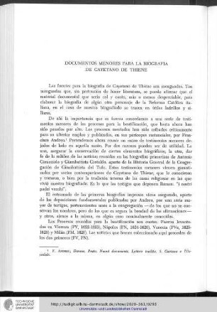 Documentos menores para la biografía de Cayetano de Thiene