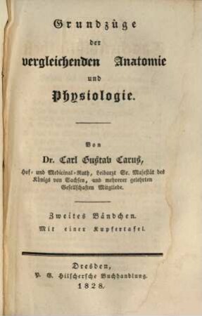Grundzüge der vergleichenden Anatomie und Physiologie. 2