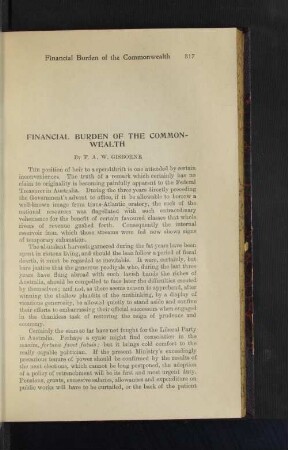 Financial Burden of the Commonwealth