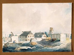 Das zerstörte Dorf Niederbühl bei Rastadt Juli 1849