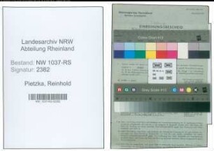 Entnazifizierung Reinhold Pietzka , geb. 01.04.1909 (Verm.Assessor)