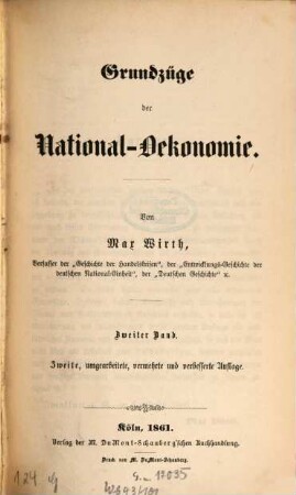 Grundzüge der National-Oekonomie, 2