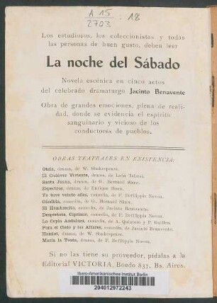 [Selección teatral] - Obras teatrales en existencia