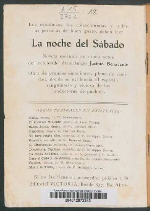 [Selección teatral] - Obras teatrales en existencia