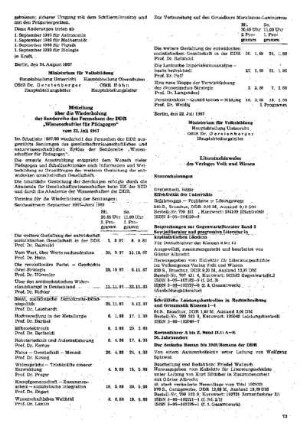 Mitteilung über die Wiederholung der Sendereihe des Fernsehens der DDR "Wissenschaftler für Pädagogen" : vom 22. Juli 1987