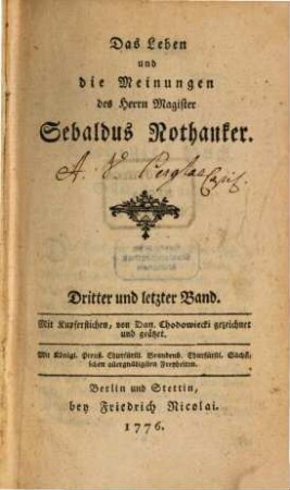 Das Leben und die Meinungen des Herrn Magister Sebaldus Nothanker, 3